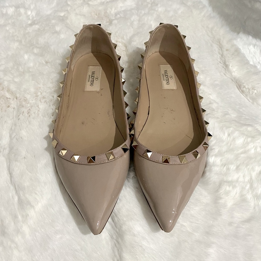 Valentino Patent Rockstud Ballet Flats - Poudre 39